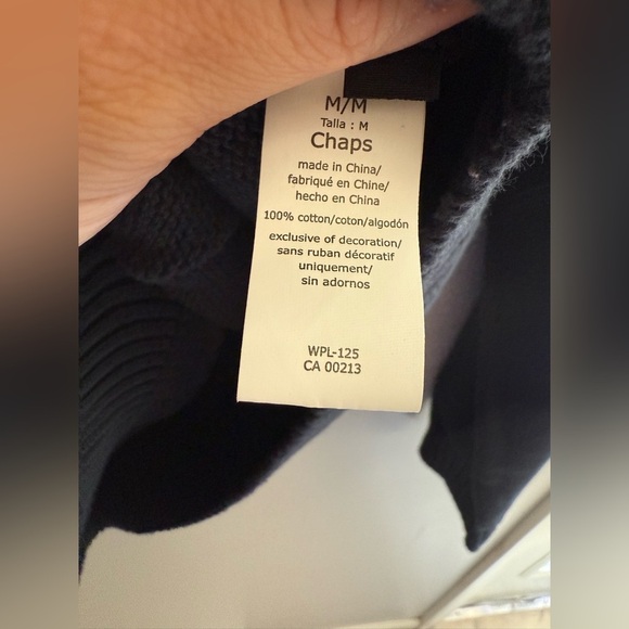 Chaps Knit Sweater Mens SZ M Mock Turtleneck 3 Button Pullover Nordic Blue - Picture 5 of 8